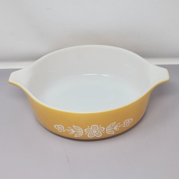 Vintage Pyrex Ovenware Butterfly Gold Flowers Oval Casserole Dish 471-B - Picture 1 of 10
